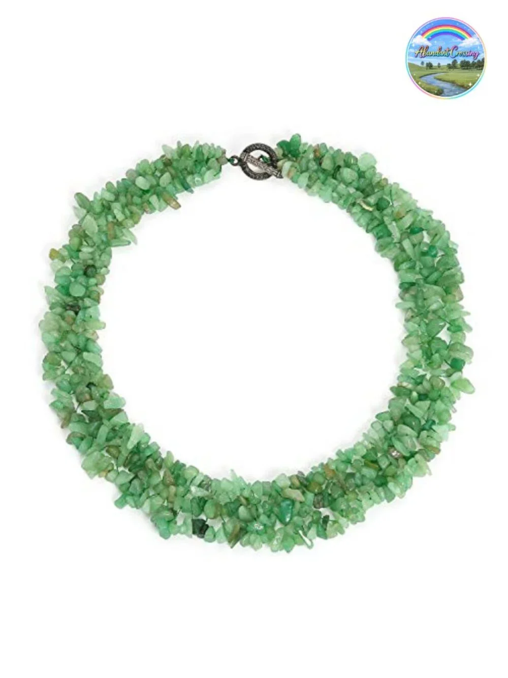Green Aventurine Gemstone Bib Necklace Statement Jewelry 18 Inch Silver Tone